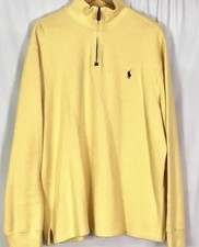 Polo Ralph Lauren Sweater Mens Extra Large vtg Yellow Rib Knit 1/4 Zip grandpa