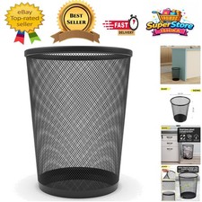 Cylindrical Black Alloy Steel Mesh Waste Basket – Effortless 4 Gallon Disposal