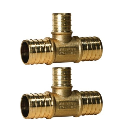 2 PCS 1x1x3/4 Inch Pex Reducing Tee Pex B Crimp Version 2516=2X Brass