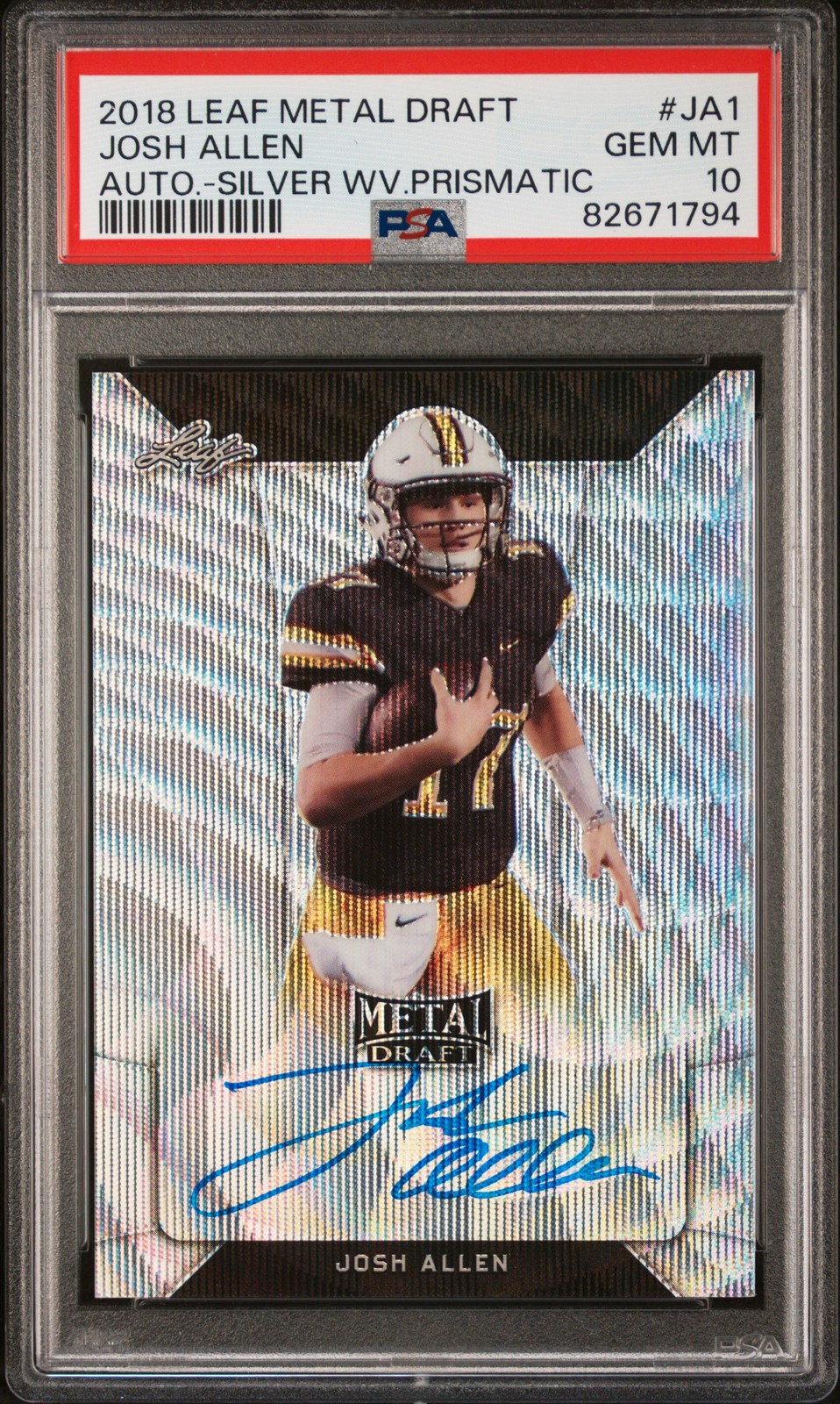 Josh Allen Leaf Metal Draft Autographs #JA1 Silver Wave Prismatic