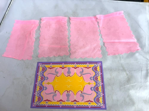 Vtg Playmobil 3019 Fairytale Princess Castle Window Curtains Pink &RUG EXCELLENT