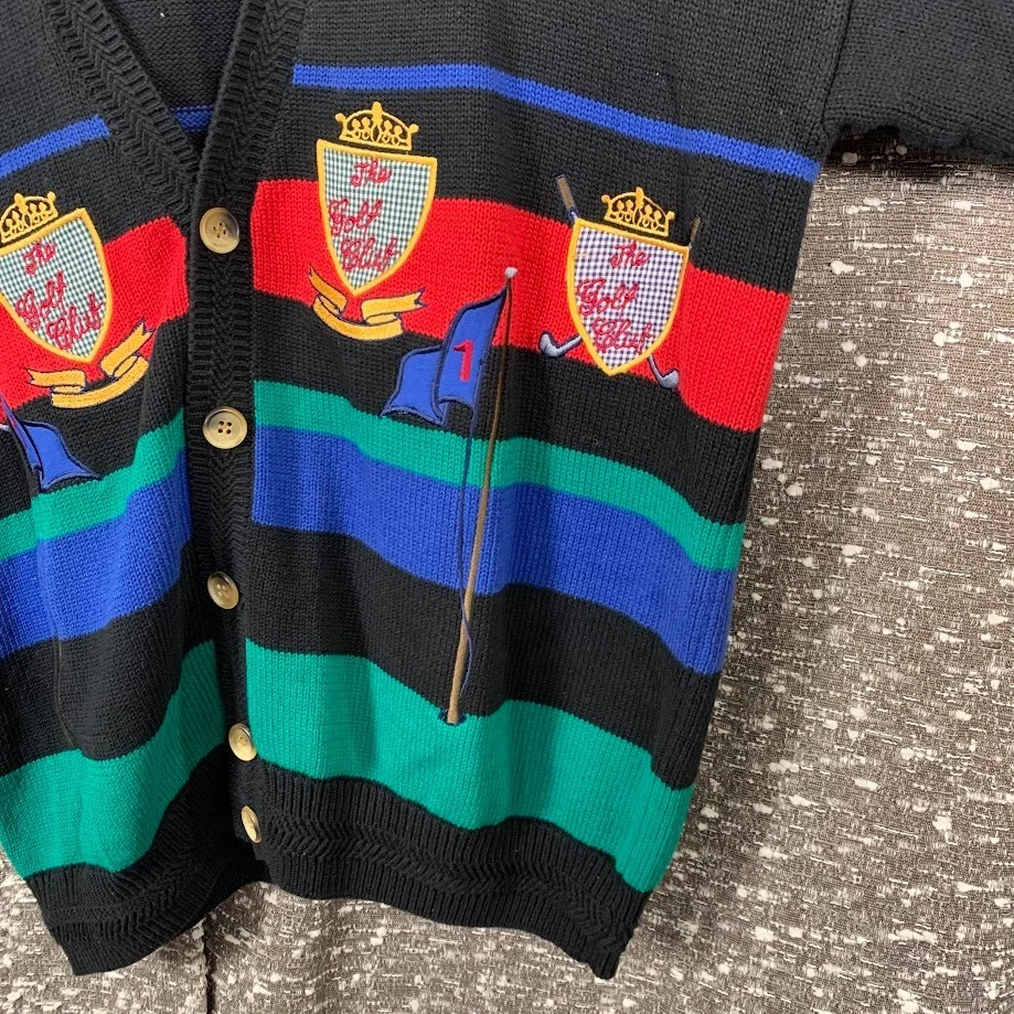 Cárdigan suéter a rayas vintage Hathaway de golf tejido abuelo grande para hombre Foto 3 de 4