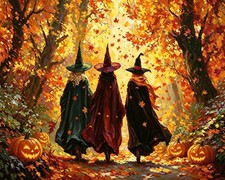 Halloween Witch Paint by Numbers Kit for Adults 16x20 Inch Spooky Art