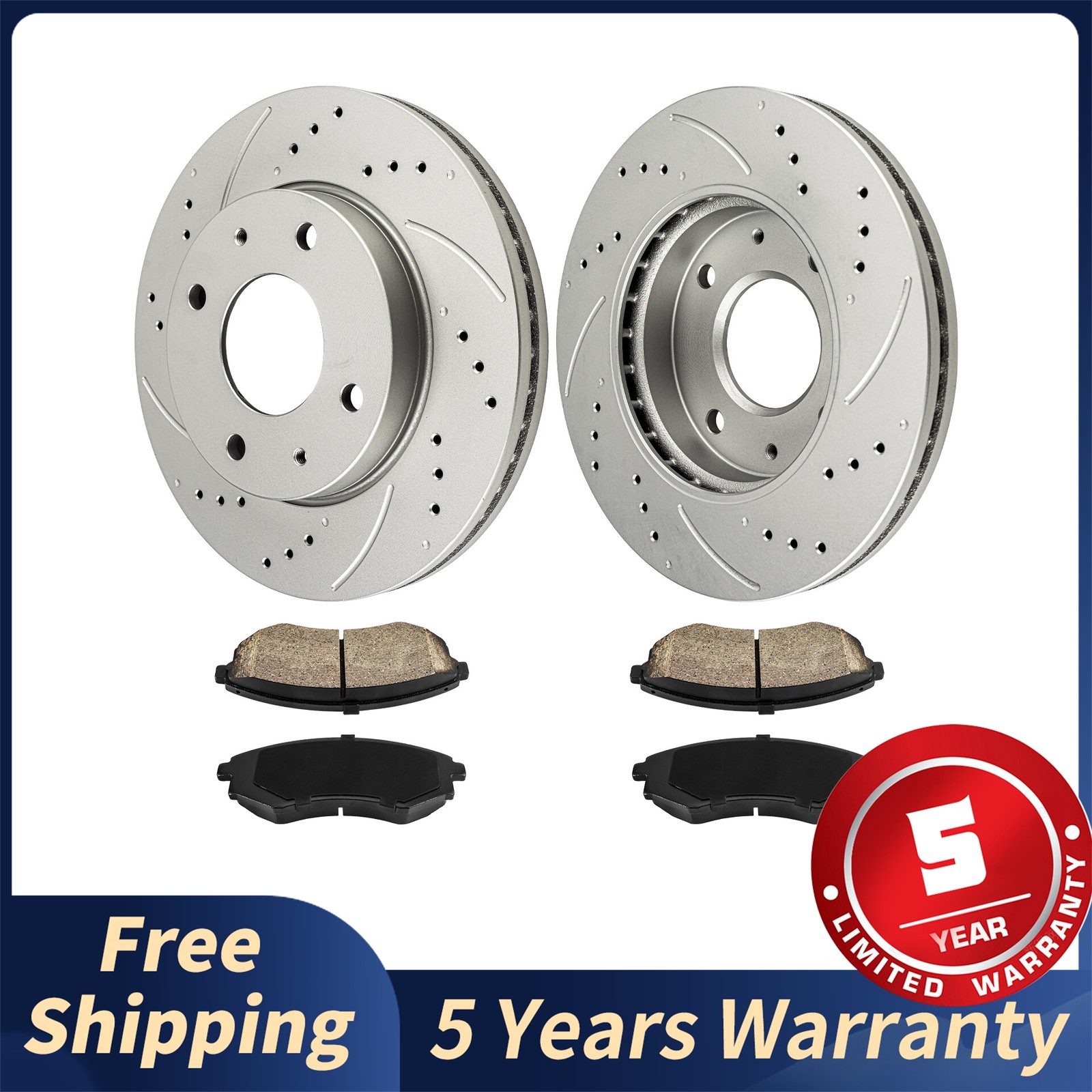 257.3mm Front Drilled Disc Brake Rotors Pads Kit For Hyundai Elantra 1998-2006