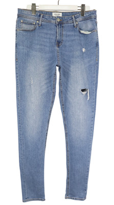 JACK & JONES Tapered/Pete Jeans Herren W34/~L34 Faded Whiskers Distressed