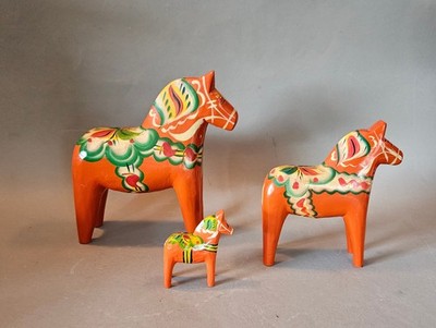 3 x vintage DALA Pferd Dalapferd Horse Nils Olsson sweden