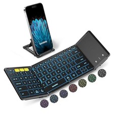 Foldable Bluetooth Keyboard with Touchpad, Full-Size Wireless BT 5.1 x 3 Black