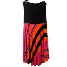 Vintage Avon Mark Convertible Strapless Dress Skirt Black Orange Pink Boho XXL