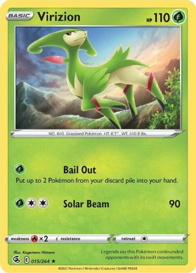 Virizion - 015/264 - Rare (Lp) Fusion Strike - Grass Pokémon