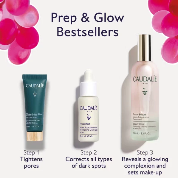 Caudalie Prep & Glow Bestsellers Set Instant Detox Mask 15ml, Brightening Dark S - Image 3 of 4
