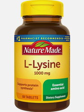 L-Lysine 1000 Mg, Dietary Supplement, 60 Tablets, 60 Day Supply Nature Made