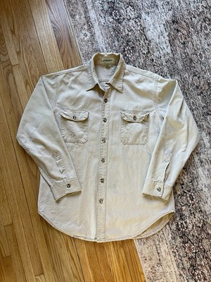 St. John's Bay Shirt Men's Large Canvas Workwear Distressed Brown Burton Up
