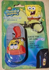 RARO NUEVO SELLADO 2002 BOB ESPONJA PANTALONES CUADRADOS TAPA DESLIZANTE CLIP EN MOCHILA LLAVERO
