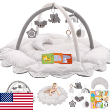 5-in-1 Plush Baby Play Gym  Tummy Time Mat - Sensory Activity Center for Infant