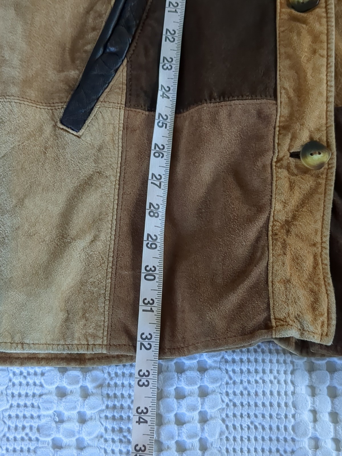 Vtg Express Patchwork Leather Jacket Cow Women Br… - image 10