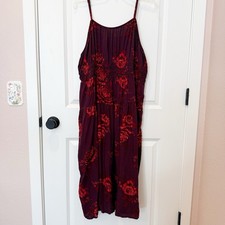 Old Navy Womens Burgundy Floral Maxi Dress XXL Casual Resort Vacation Romantic