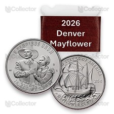 Rollo de 40 monedas 2026 D Mayflower Quarter America 250 sin circular