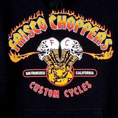 Frisco Choppers Custom Cycles Hoodie Mens S Black Flames SF NoCal