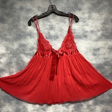 Victoria  s Secret Red Lace Babydoll Nightie Lingerie Sheer Gown XL Vintage