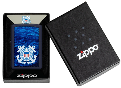Zippo Windproof Lighter U.S. Coast Guard With Waves Background
