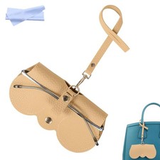 Soft Leather Sunglasses Bag, Portable Leather Glasses Case Holder Coffee