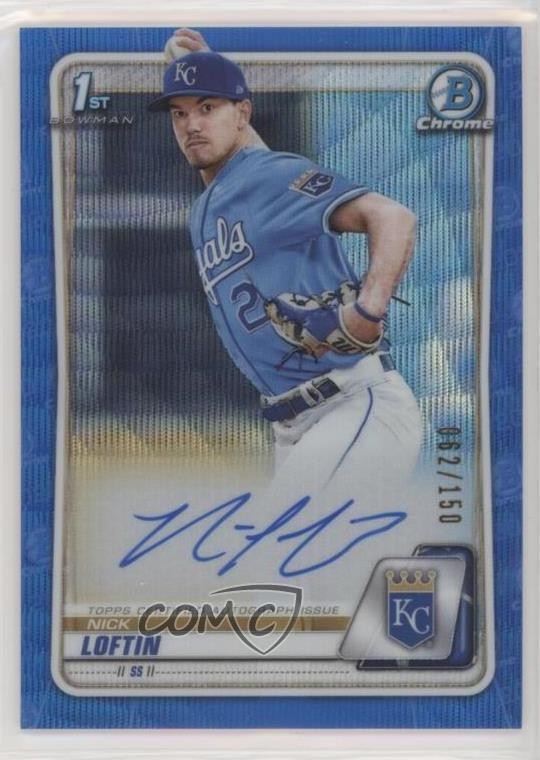 2020 Bowman Draft Chrome Picks Blue Wave Refractor 62/150 Nick Loftin Auto 1u4