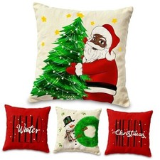 18x18 Inch Black Santa Christmas Pillow Covers Set of 4, African American