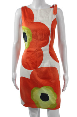 David Meister Women Sheath Dress Floral Multicolor Boat Neck Size 2