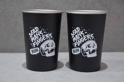2x Dead Man's Fingers Rum Metalldose Becher 12oz 350ml Skull Head Logo Brandneu