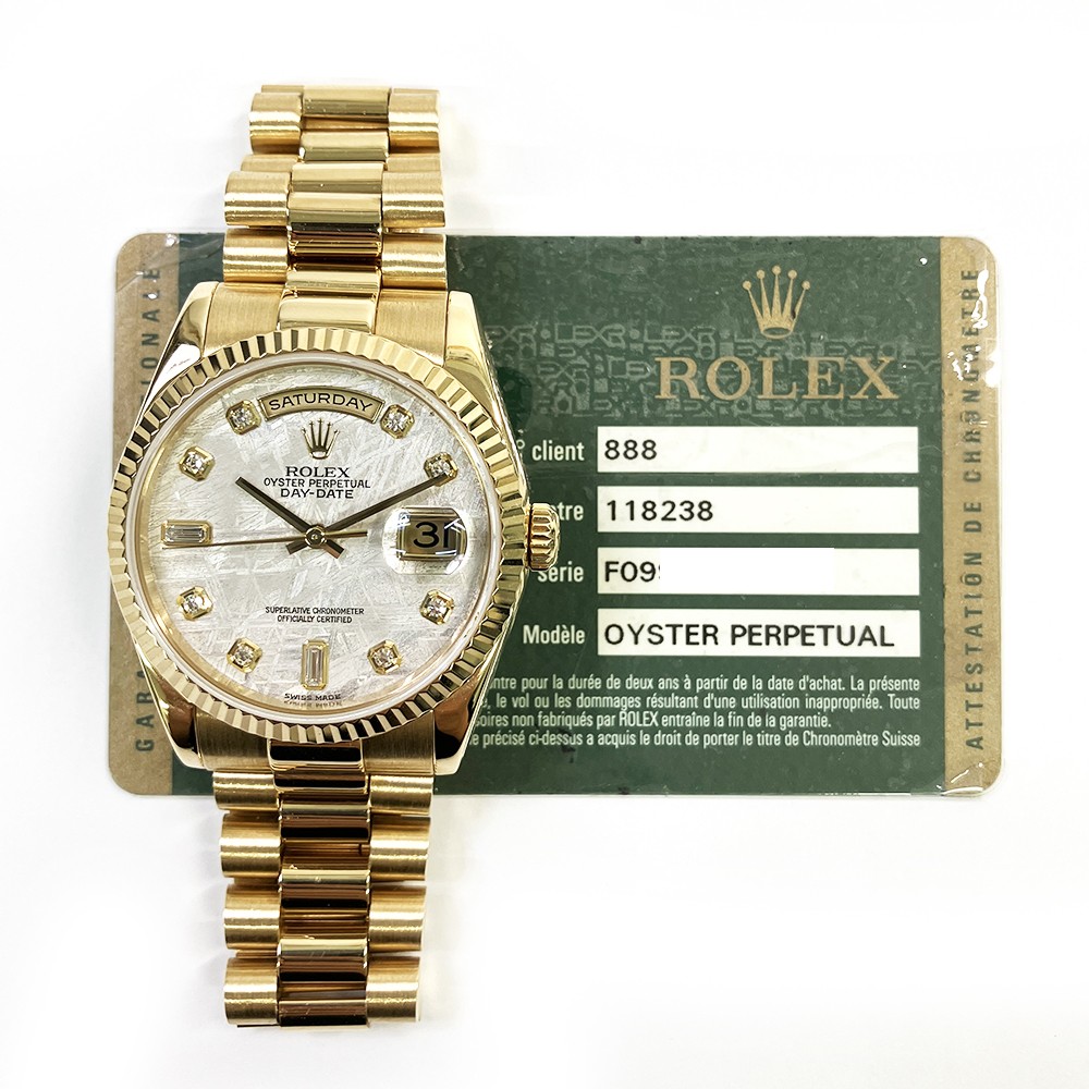 2009 Rolex Day-Date 36, 118238, Yellow Gold, Meteorite Diamond Dial, Presiden...
