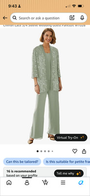 R&M Richards Sequin-Sage Green -Twinset Top & Pants Set Women's Size 16 Dillards