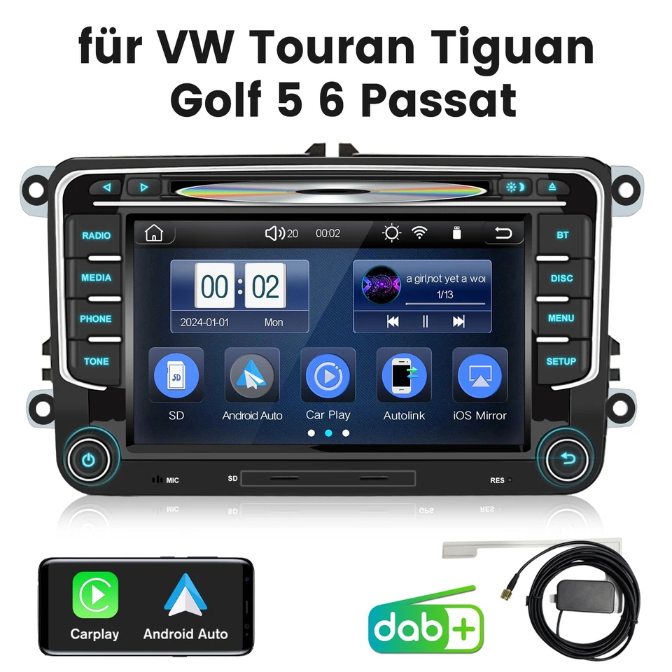 DAB+ Autoradio NAVI CD Bluetooth für VW Golf 5 6 PLUS Touran Passat B6/B7 Tiguan