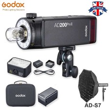 GODOX AD200Pro II TTL Pocket Flash Strobe with Battery + AD-S7 Grid Softbox
