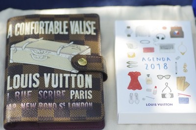 Louis Vuitton Agenda PM Cover + 2018 Agenda Inserts & Stickers   Damier Ebene