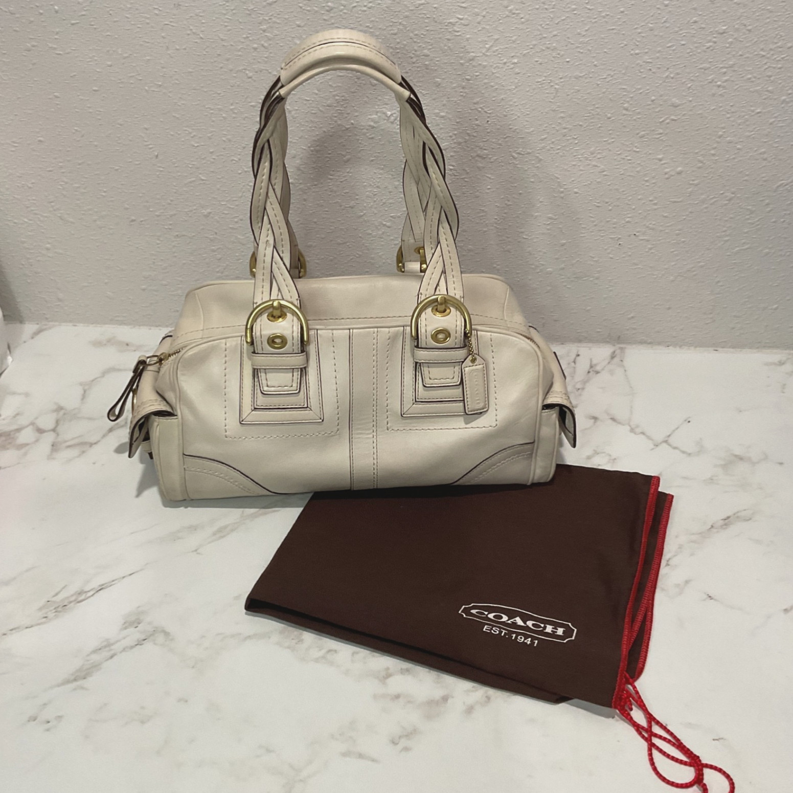 Coach Soho Mia Cream Leather Braided Handle Satchel Y… - Gem