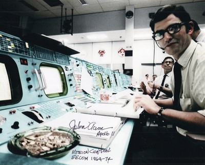 John Aaron signed Apollo Misson Control EECOM NASA Space   8x10 photo