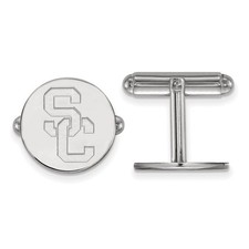 Sterling Silver Rhodium-plated University of Southern California S-C Cuff Links
