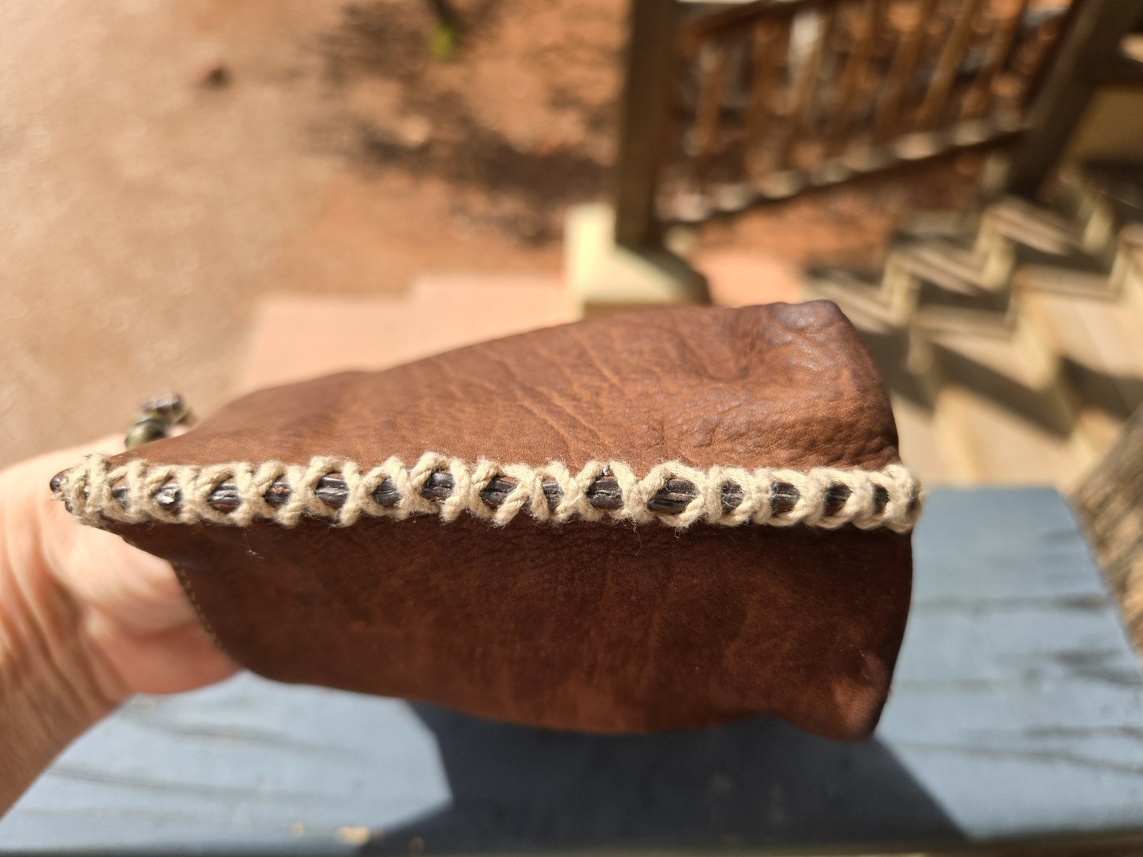 Pendleton Brown Distressed Leather Wristlet Clutc… - image 13