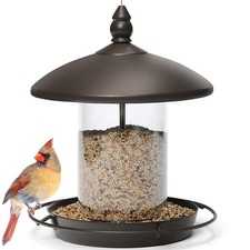 Metal Roof Bird Feeder - Chew Proof for Outdoor Hanging Wild Bird Seeds. Bronze