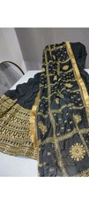 Asian Maxi Embroidered Long Dress with Dubata for Women Party Wear Size L