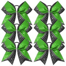 6PCS Glitter Cheer Bow Large Cheer Bows Rhinestones Hair Bows Girls 8Cheerlea...