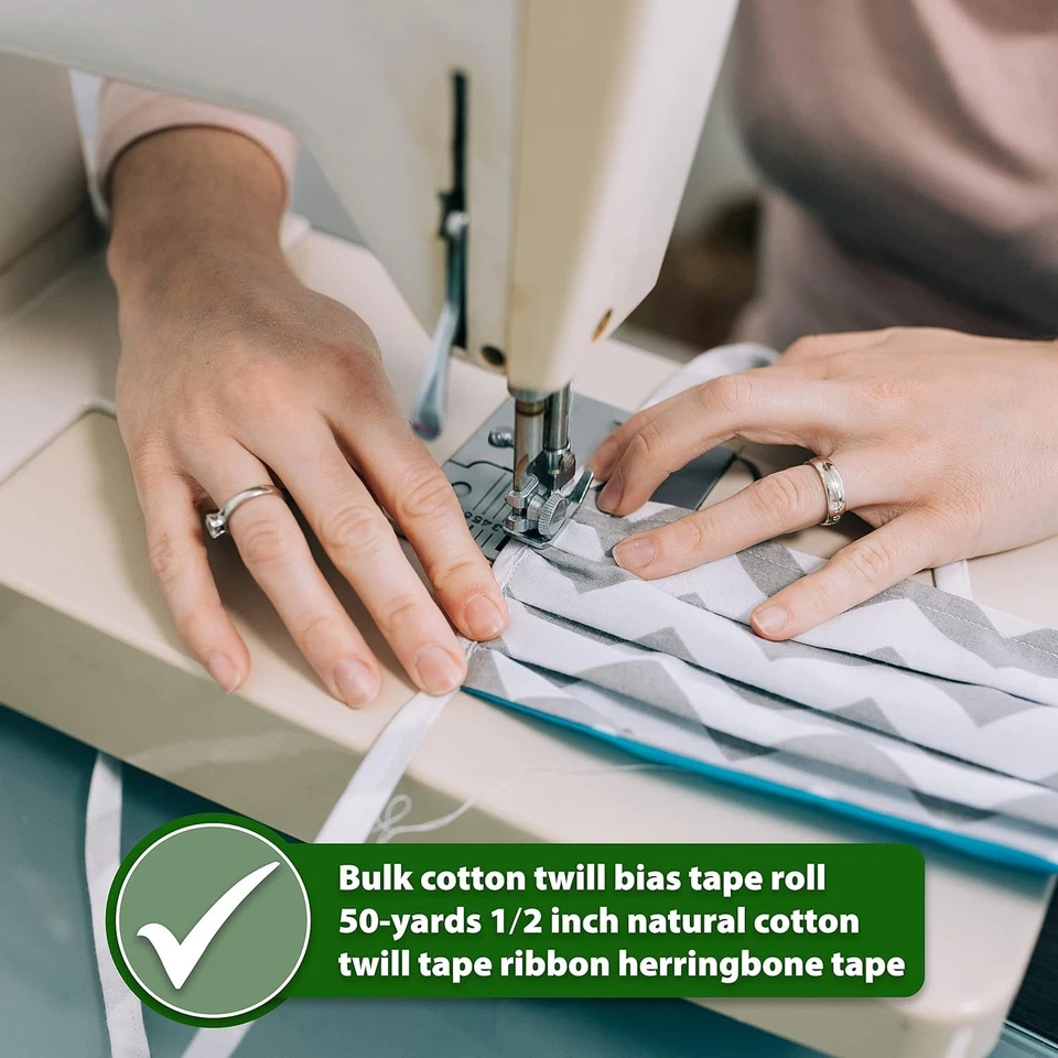 Cinta de sarga de algodón negro - 2 pulgadas de ancho 50 yardas cinta sesgada de espiga... Foto 4 de 4