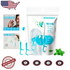 Prepasted Toothbrush 120-Pack Portable Adult 4-in-1 Floss Pick Disposable Travel