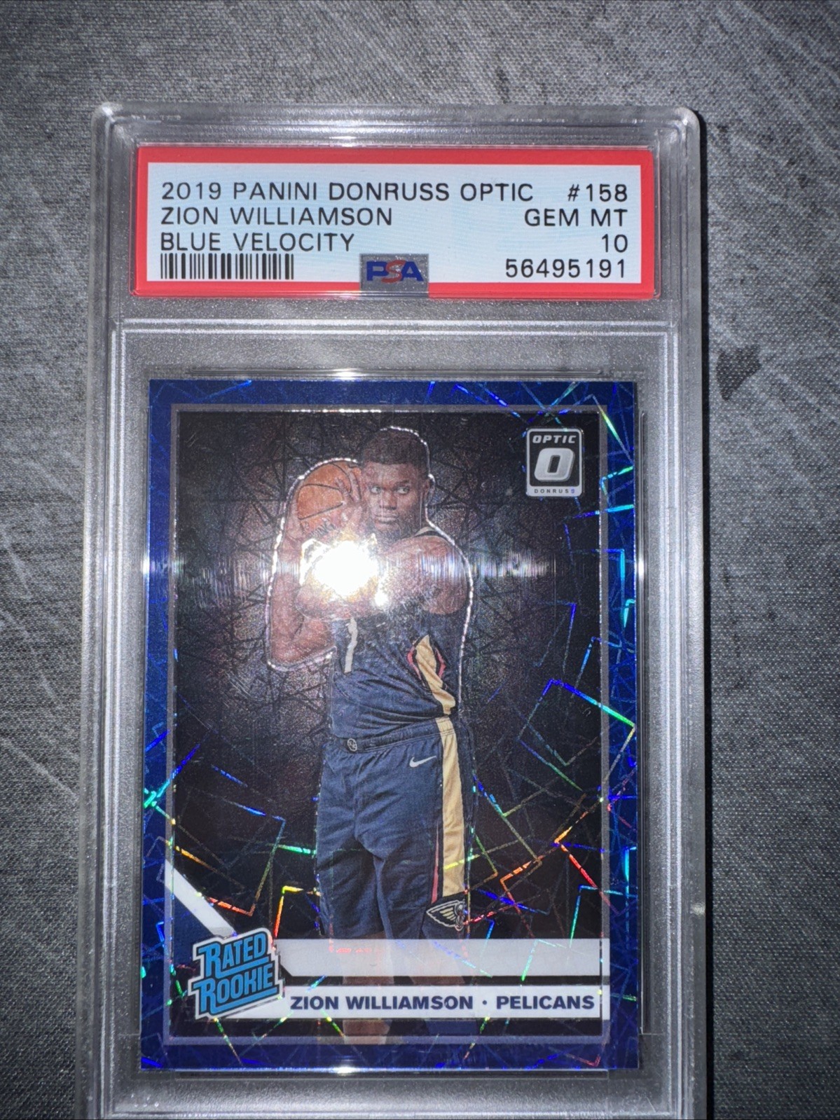 2019-20 Panini Donruss Optic - Rated Rookie Zion Williamson 158 Blue Velocity RC