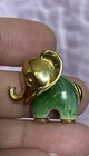 Swoboda Vintage Elephant Brooch Gold Green Signed Fashion Jewelry