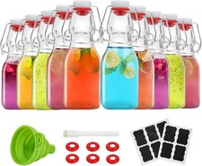Swing Top Glass Bottles 4 Oz with Flip Airtight Lids for Home Brewing, Beverages