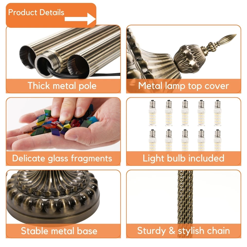 Turkish Mosaic Floor Lamp, 9 Globes 74in Tall Handmade Standing Light Fixture - Image 4 of 4