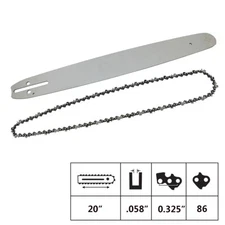 22" inch Chainsaw Guide Bar & Chain Blade Set .325" .058" Gauge 86DL Drive Links