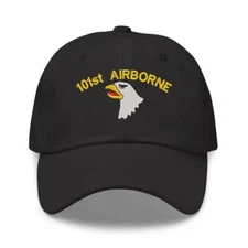 101st airborne screaming eagle embroidered black cotton cap hat