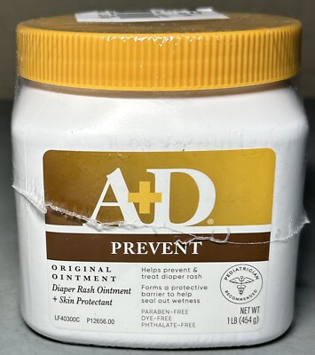 A+D Prevent Original Ointment Jar- Baby Care-Rash Treatment Prevention 1 LB New